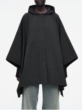 COS Hooded Trench Coat Cape Poncho Black Spring Outdoor Women’s One Size